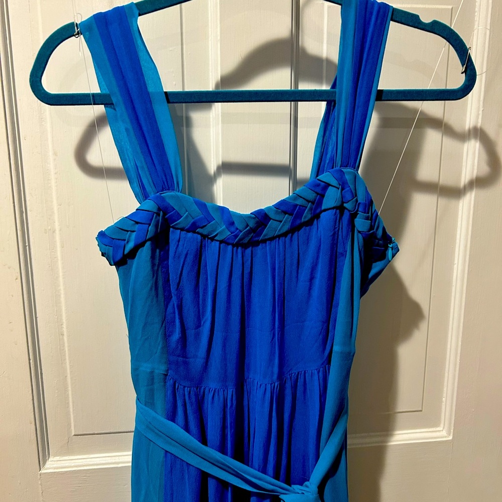 Kensie Dress Blue & Teal, size sm, mid-calf ankle length, concealed side zipper